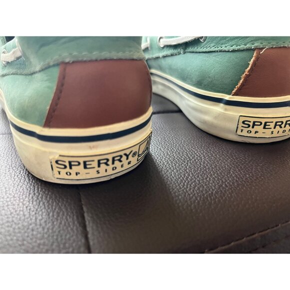 Vintage Men's Sperry Rand Leather Turquoise Green Top-Sider Gray Leather Tie Siz - Picture 6 of 10
